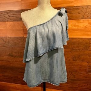 Cloth & Stone Chambray One Shoulder Top